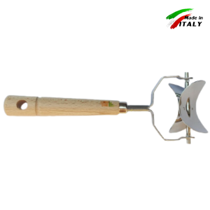 TAGLIAPASTA TORTELLINI AGNOLOTTI IN ACCIAIO INOX CON MANICO IN LEGNO TONDO STAMPO GRANDE CON BORDI E LAMA LISCIA