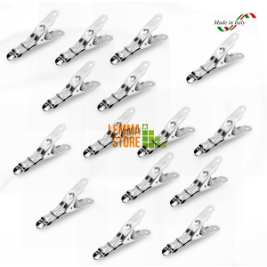 PINZA PER BUCATO SET 15 MULTIUSO CHIUDI BUSTE STENDI BIANCHERIA ACCIAIO INOX
