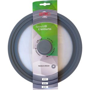 COPERCHIO IN SILICONE PER PENTOLE PADELLE UNIVERSALE IN VETRO 22/24/26 CM CUCINA