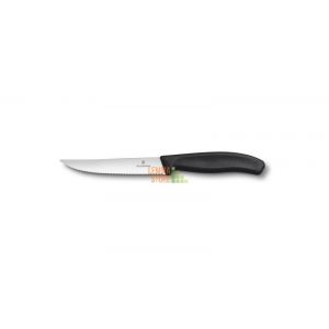 COLTELLO VICTORINOX TAVOLA LAMA DENTATA PUNTA BISTECCA CUCINA NERO CARNE SWISS MADE