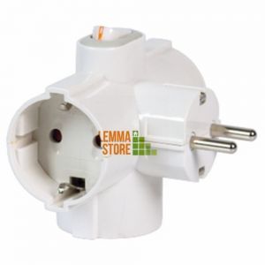 ADATTATORE ELETTRICO SPINA TRIPLA TEDESCA SCHUKO PRESA CIVILE FANTON INTERRUTTORE