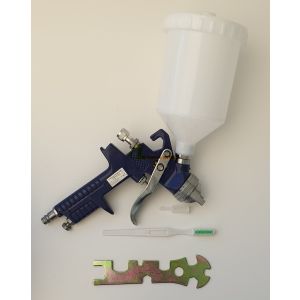 PISTOLA AEROGRAFO SPRAY GUN SERBATORIO PLASTIC PER VERNICIARE ¼ ACCIAIO INOX ATTACCO A VITE OTTONE CROMATO COMPRESSORE 