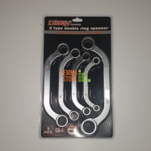 SET CHIAVI POLIGONALI DOPPIE 5 PEZZI DA 8 A 22 MM CURVE METALLO 