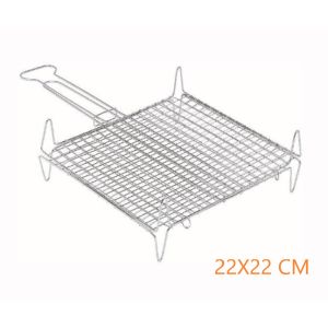 GRIGLIA GRATICOLA BARBECUE 22X22 DOPPIA CON PIEDI LEGGERA RIBALTABILE FORNACELLA