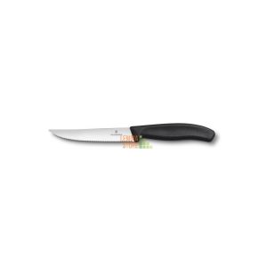 COLTELLO VICTORINOX TAVOLA LAMA DENTATA PUNTA BISTECCA CUCINA NERO CARNE SWISS MADE