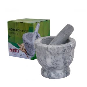 MORTAIO IN MARMO CON PESTELLO PESTO 13 CM MACINA ERBE SPEZIE