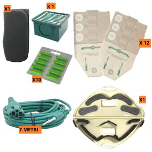 KIT FOLLETTO VK 130-131 SACCHETTI PROFUMI FILTRI CAVO SOTTO SPAZZOLA COMPATIBILI VORWERK 