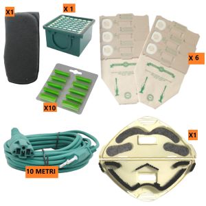 KIT FOLLETTO VK130-131 SACCHETTI+FILTRI FILO SOTTO SPAZZOLA COMPATIBILI VORWERK